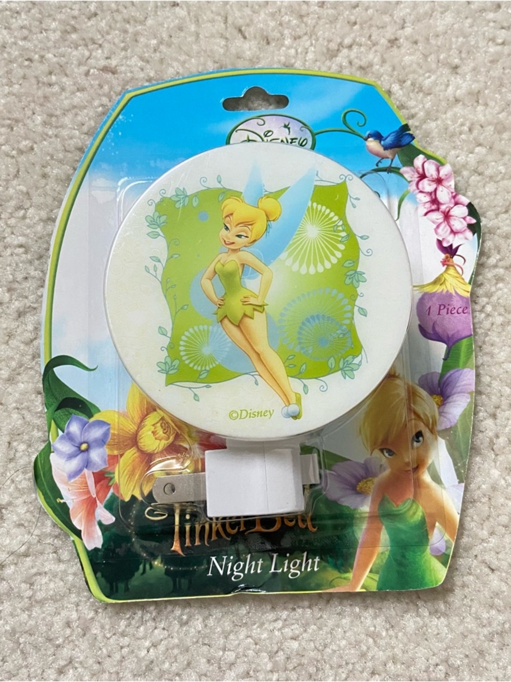 NWT Disney Tinker Bell Night Light | Fairy Nursery Decor | Plug-In Wall Light